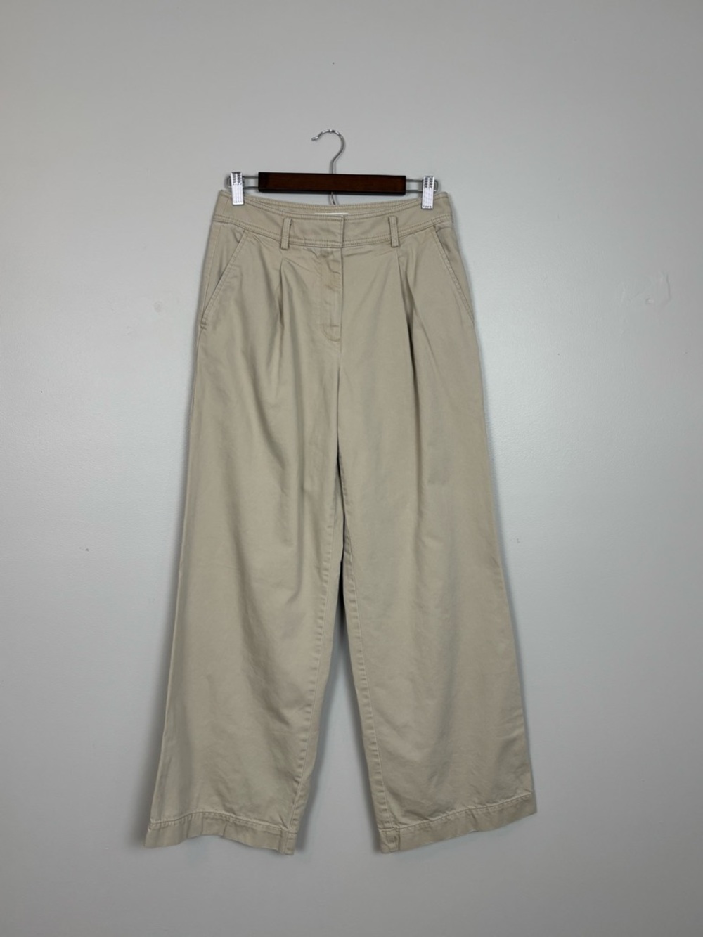 Loft Pants Womens 2 Wide Leg Pleated High Rise in Light Khaki